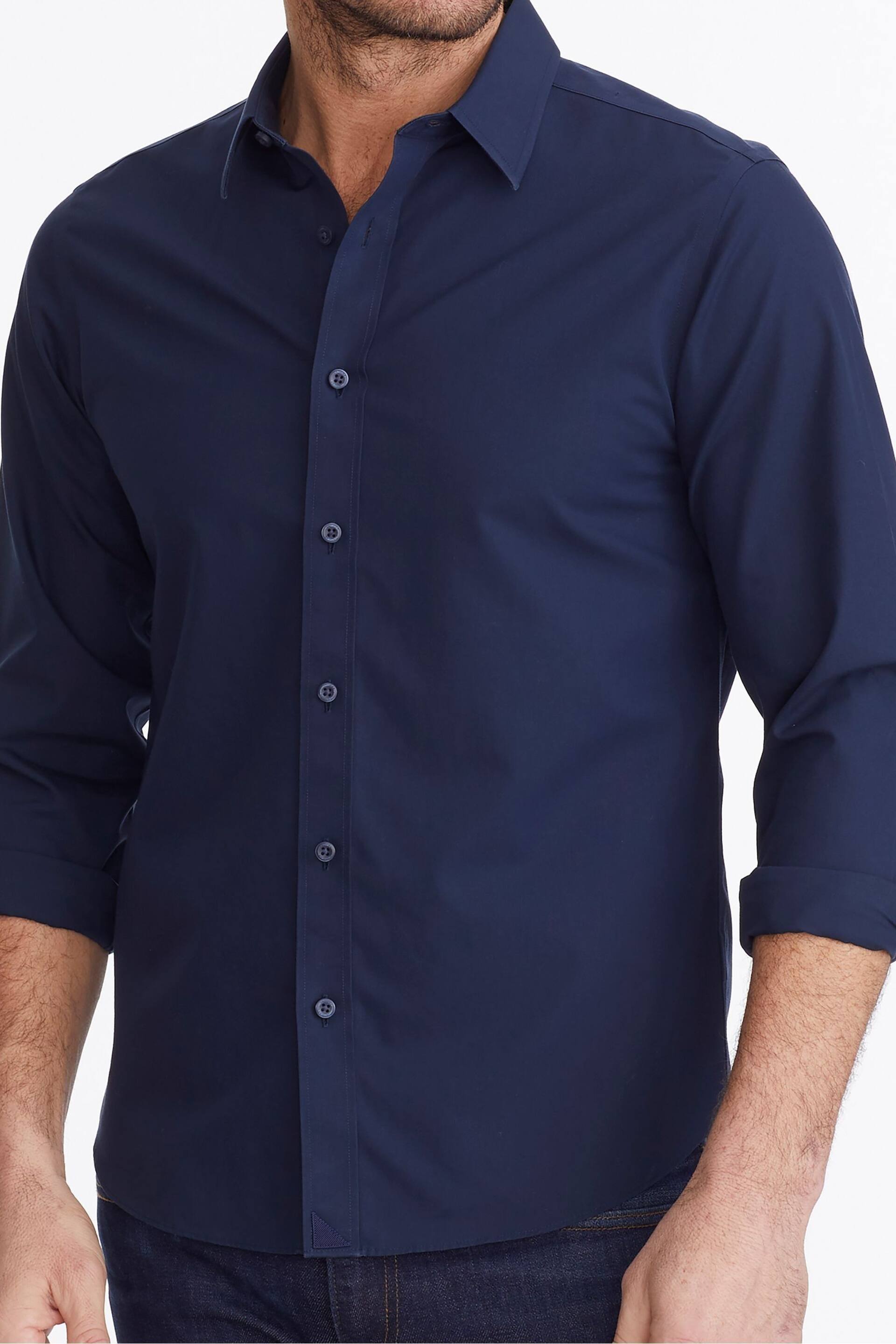 UNTUCKit Navy Blue Wrinkle-Free Relaxed Fit Castello Shirt - Image 6 of 6