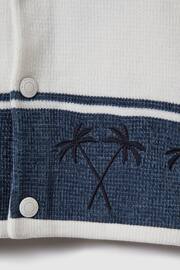 Reiss Optic White/Airforce Blue Bowler Junior Velour Embroidered Striped Shirt - Image 4 of 4