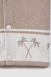 Reiss Taupe/Optic White Bowler Junior Velour Embroidered Striped Shirt - Image 4 of 4