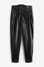 Urban Code Black High Waisted Faux Leather Paperbag Trousers - Image 1 of 1