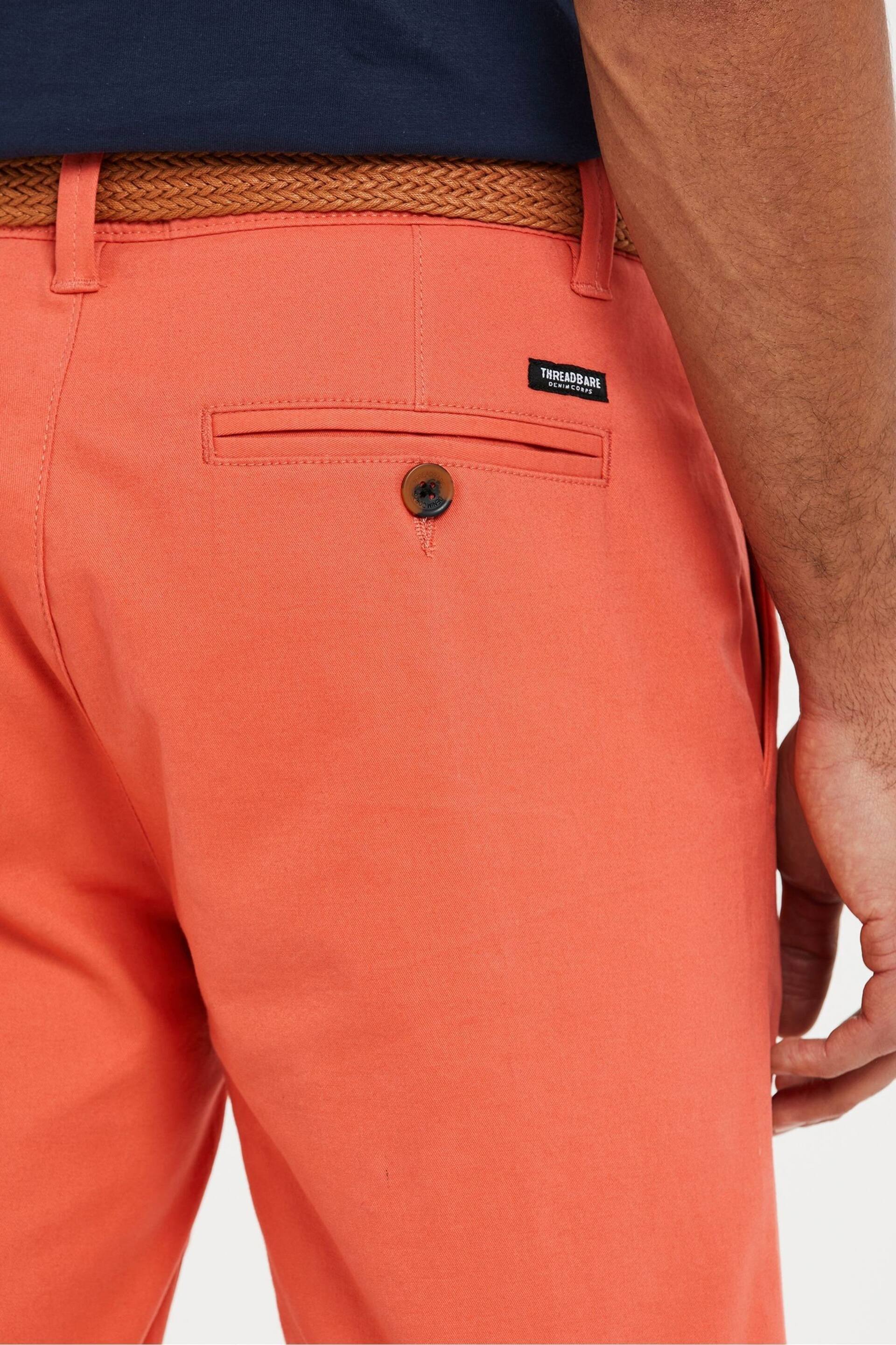 Threadbare Coral Pink Cotton Stretch Turn-Up Chino Shorts with Woven Belt - Image 4 of 4