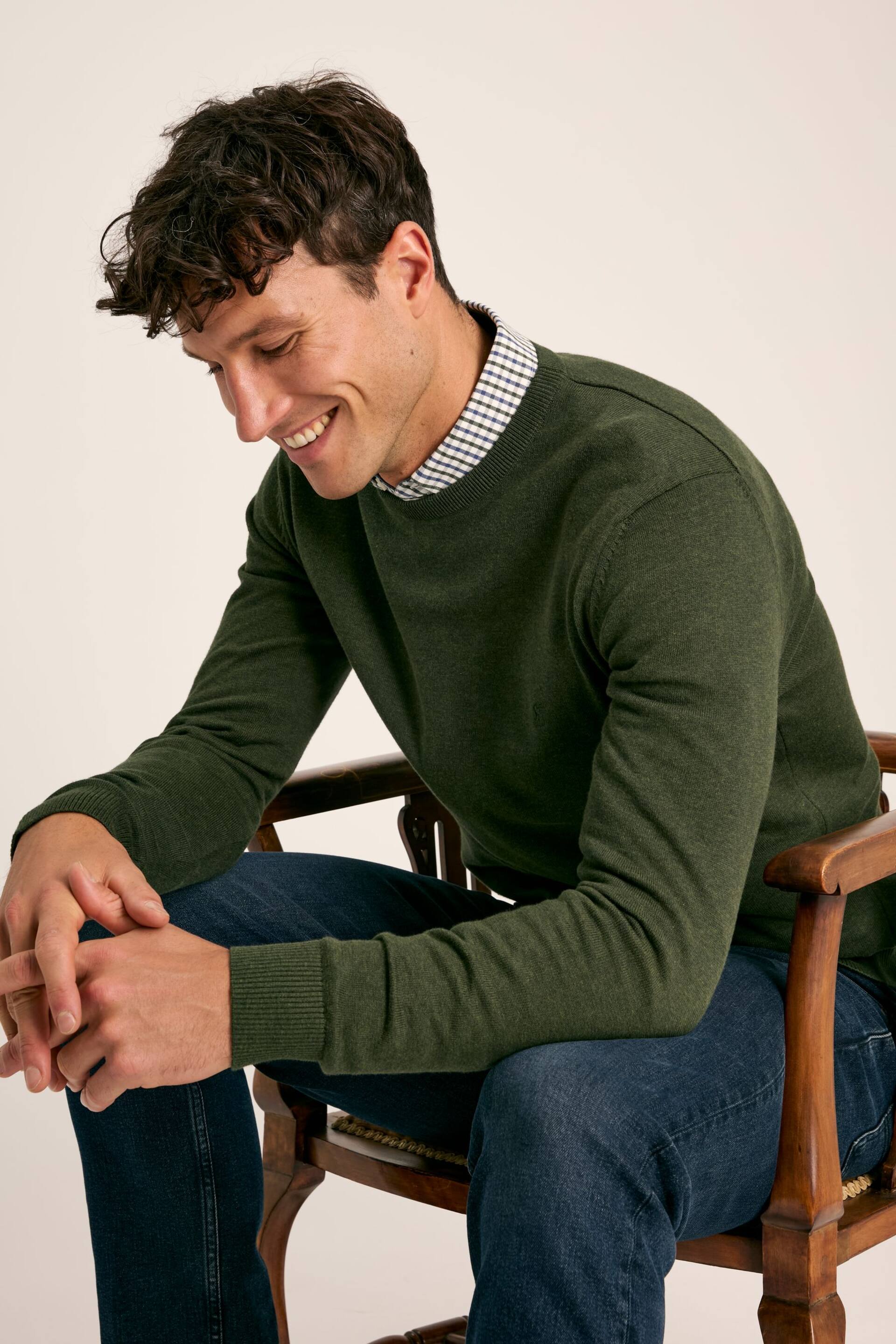 Joules Jarvis Green Crew Neck Knitted Jumper - Image 1 of 6
