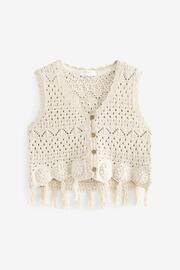 Ecru Knitted Tassle Waistcoat (3-16yrs) - Image 4 of 6