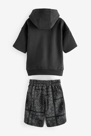 Black Short Sleeve Hoodie and Shorts Set (3-16yrs) - Image 3 of 6