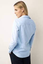 GANT Blue Fitted Stretch Oxford Shirt - Image 2 of 5