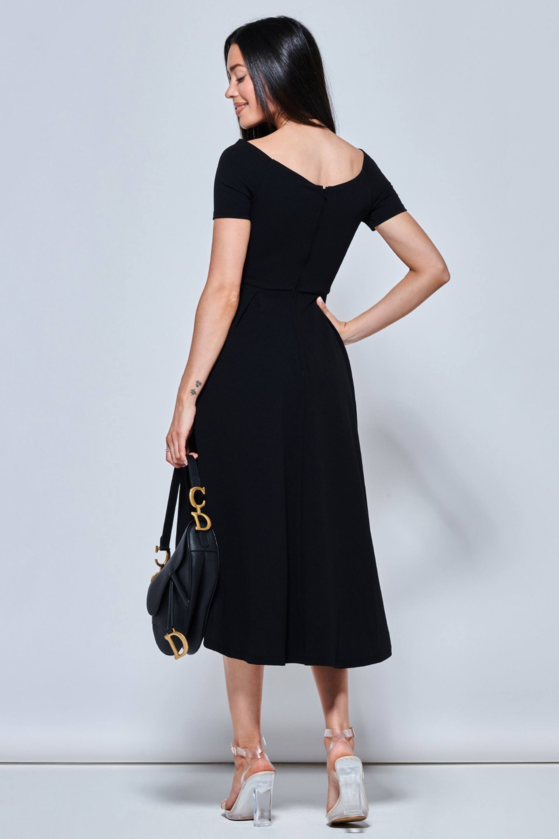 Jolie Moi Black Lenora Fit & Flare Midi Dress - Image 2 of 5
