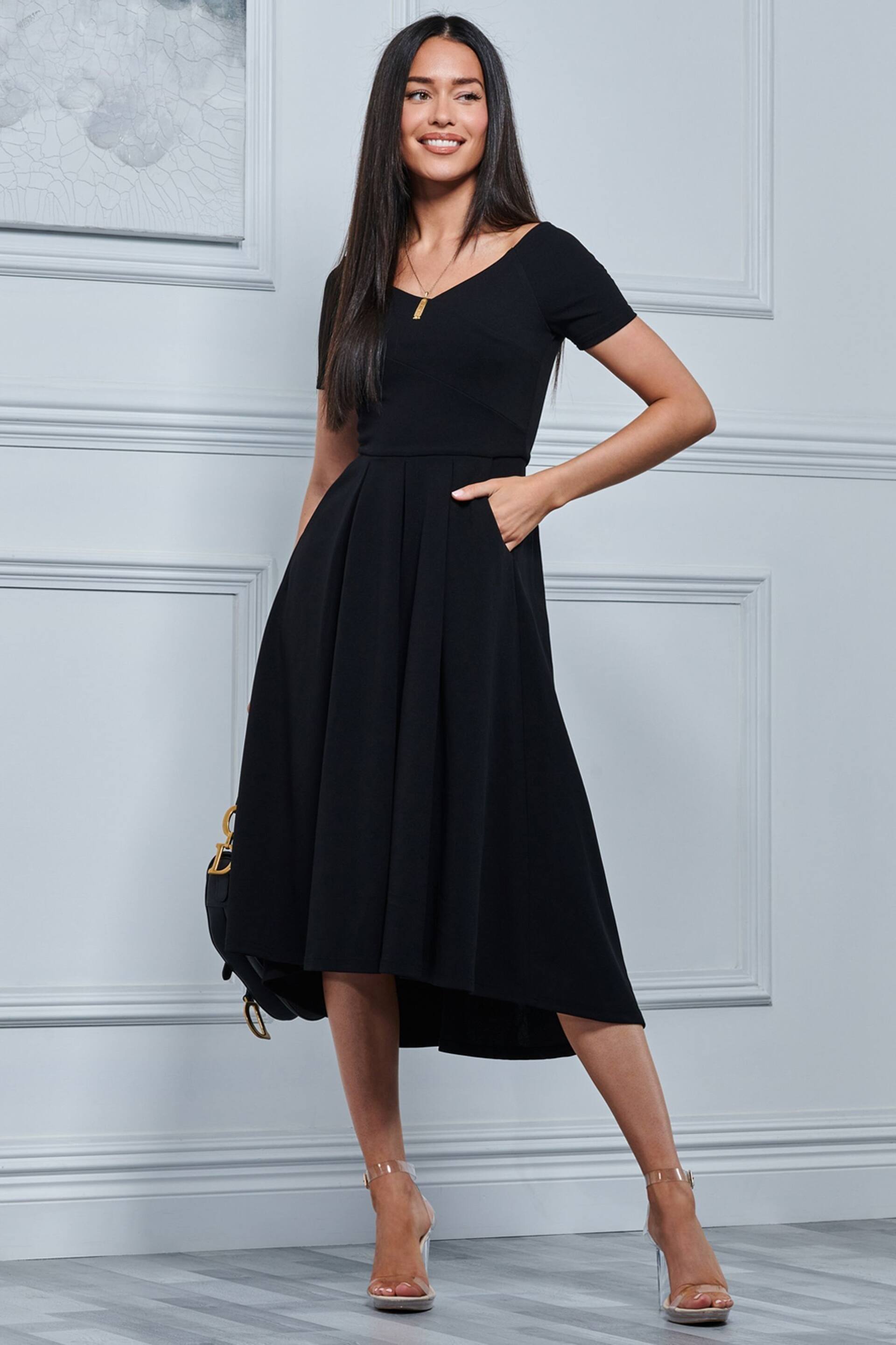 Jolie Moi Black Lenora Fit & Flare Midi Dress - Image 3 of 5