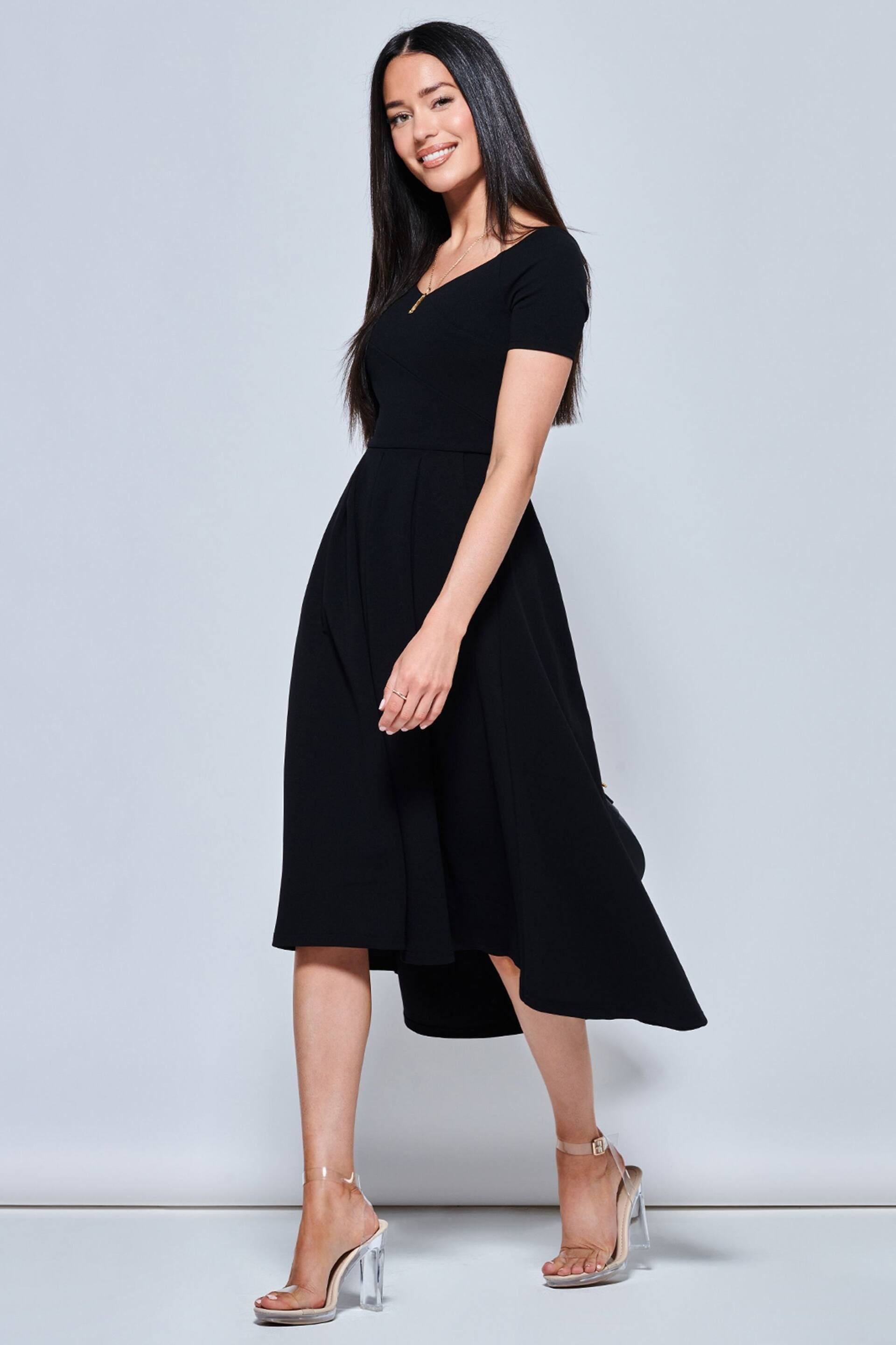 Jolie Moi Black Lenora Fit & Flare Midi Dress - Image 4 of 5
