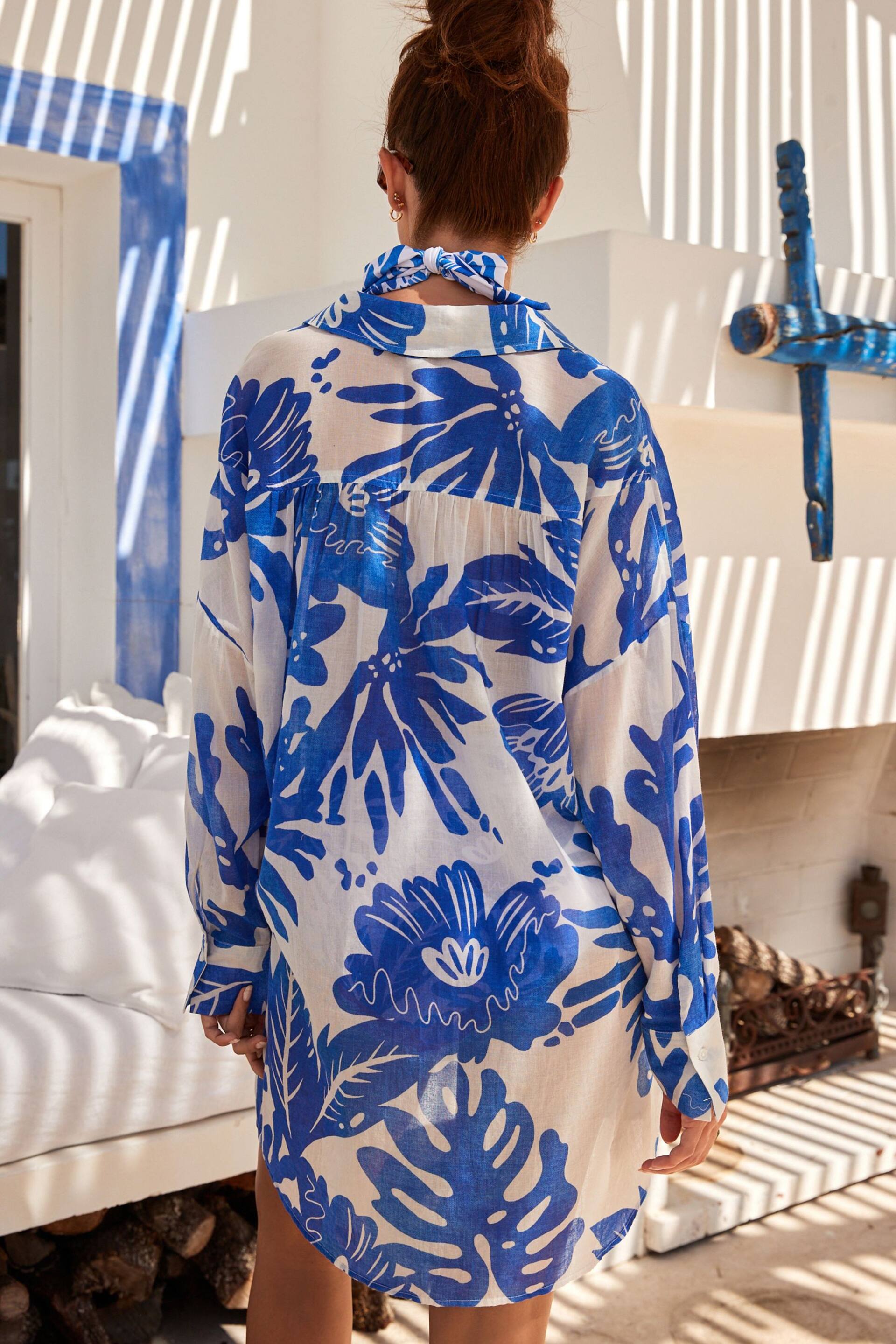 Blue Leaf Beach Shirt Cover-Up - Image 5 of 9