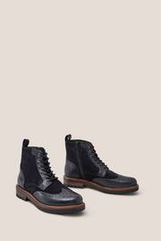 White Stuff Black Brogue Leather Lace-Up Boots - Image 3 of 5