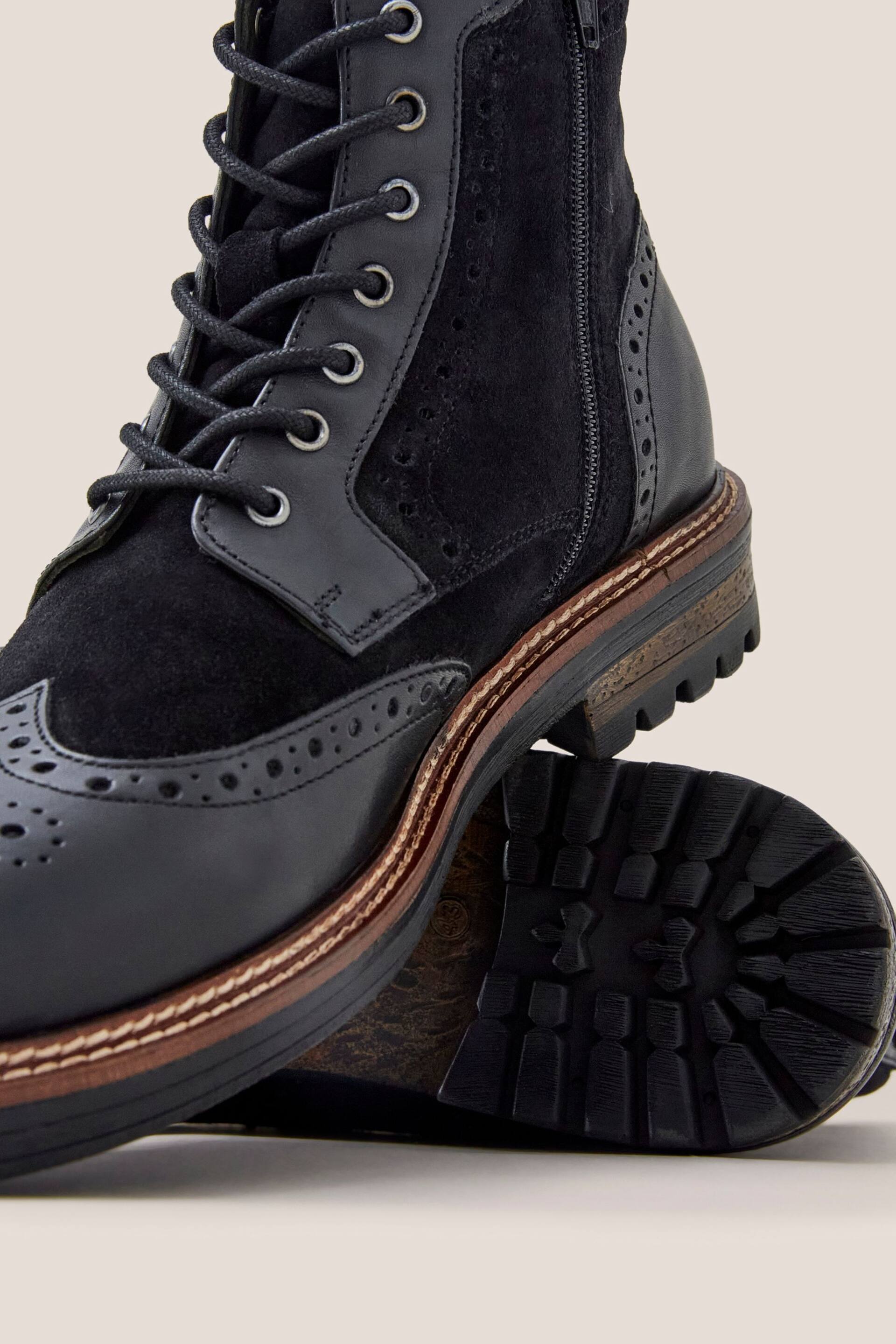 White Stuff Black Brogue Leather Lace-Up Boots - Image 5 of 5