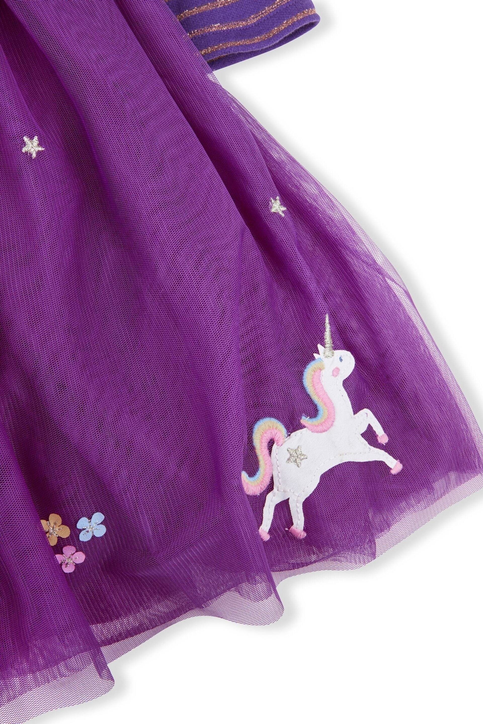 JoJo Maman Bébé Purple Unicorn Party Dress - Image 4 of 4