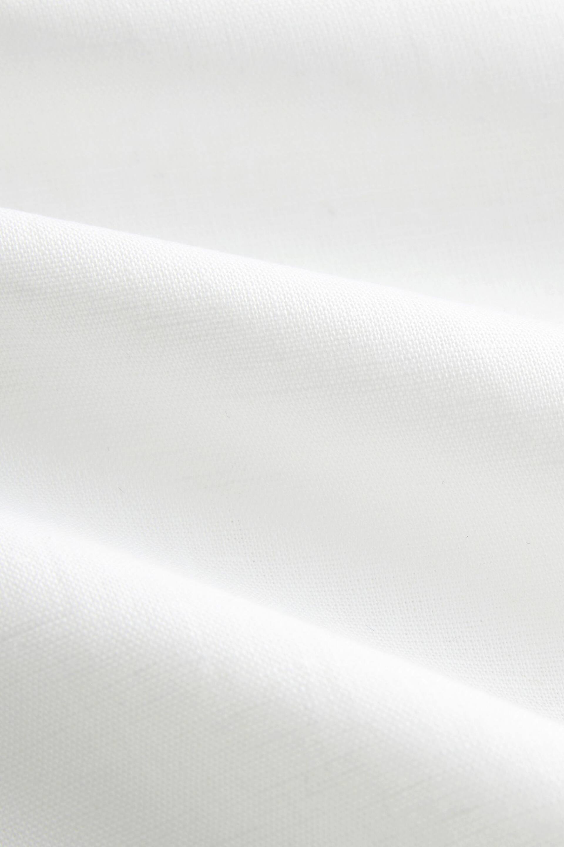 White Slim Fit Trimmed Linen Blend Short Sleeve Shirt - Image 7 of 7