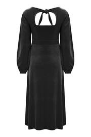 Pour Moi Black Charlotte Tie Back Stretch Velvet Long Sleeve Midi Dress - Image 4 of 4