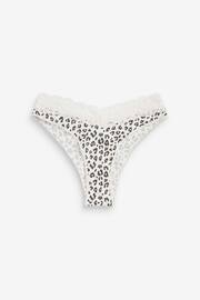 Black/Grey/Cream/Pink Printed Extra High Leg Cotton and Lace Knickers 4 Pack - Image 4 of 8