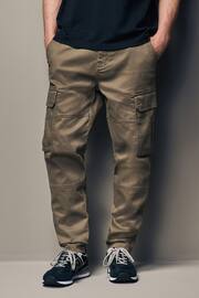 Mushroom Brown Slim Fit Cotton Stretch Cargo Trousers - Image 1 of 5