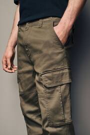 Mushroom Brown Slim Fit Cotton Stretch Cargo Trousers - Image 5 of 5