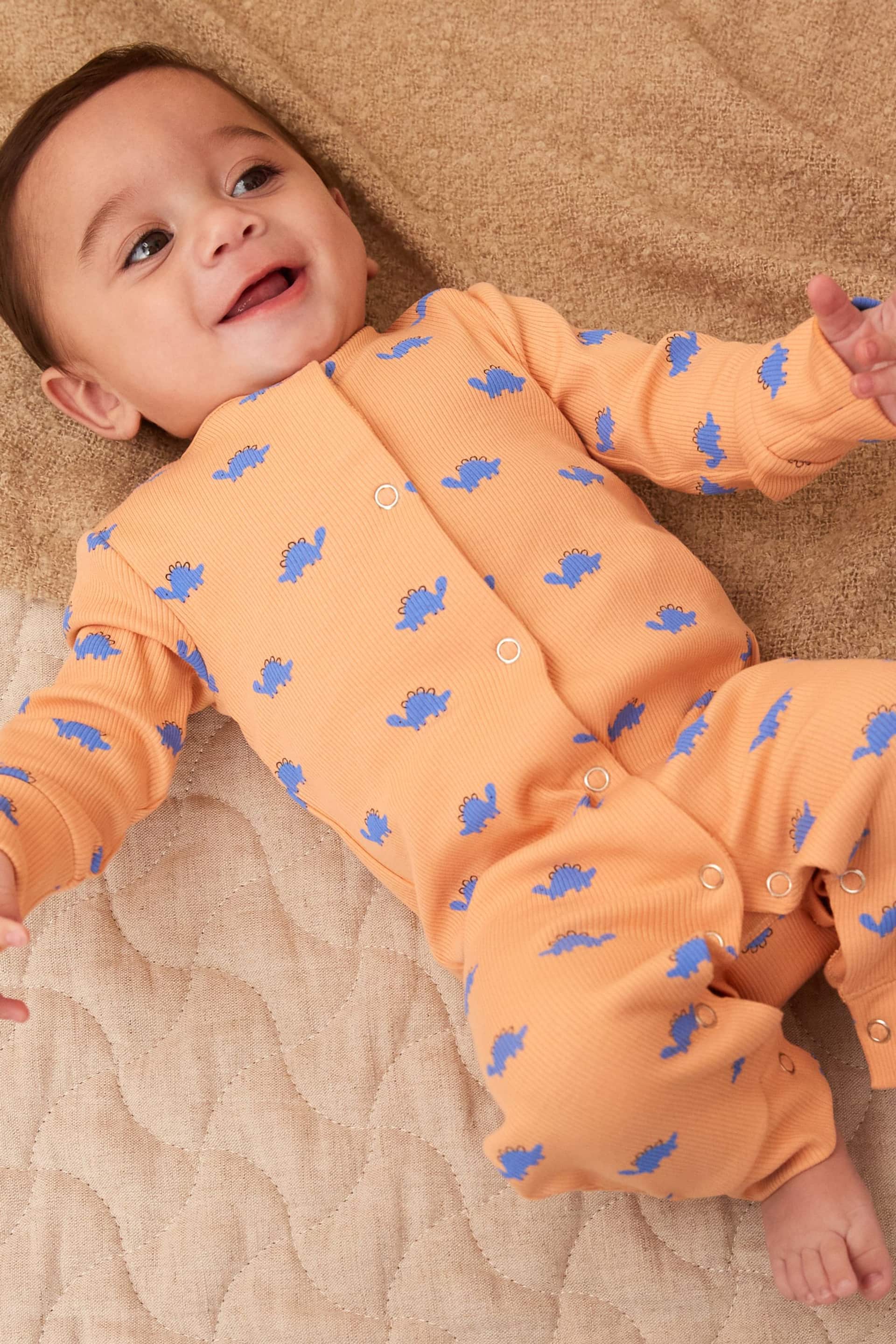 Bright Miniprint Dino Footless Baby Sleepsuit 3 Pack (0mths-3yrs) - Image 2 of 13