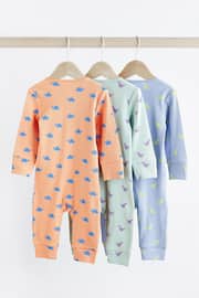 Bright Miniprint Dino Footless Baby Sleepsuit 3 Pack (0mths-3yrs) - Image 6 of 13