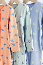 Bright Miniprint Dino Footless Baby Sleepsuit 3 Pack (0mths-3yrs) - Image 7 of 13