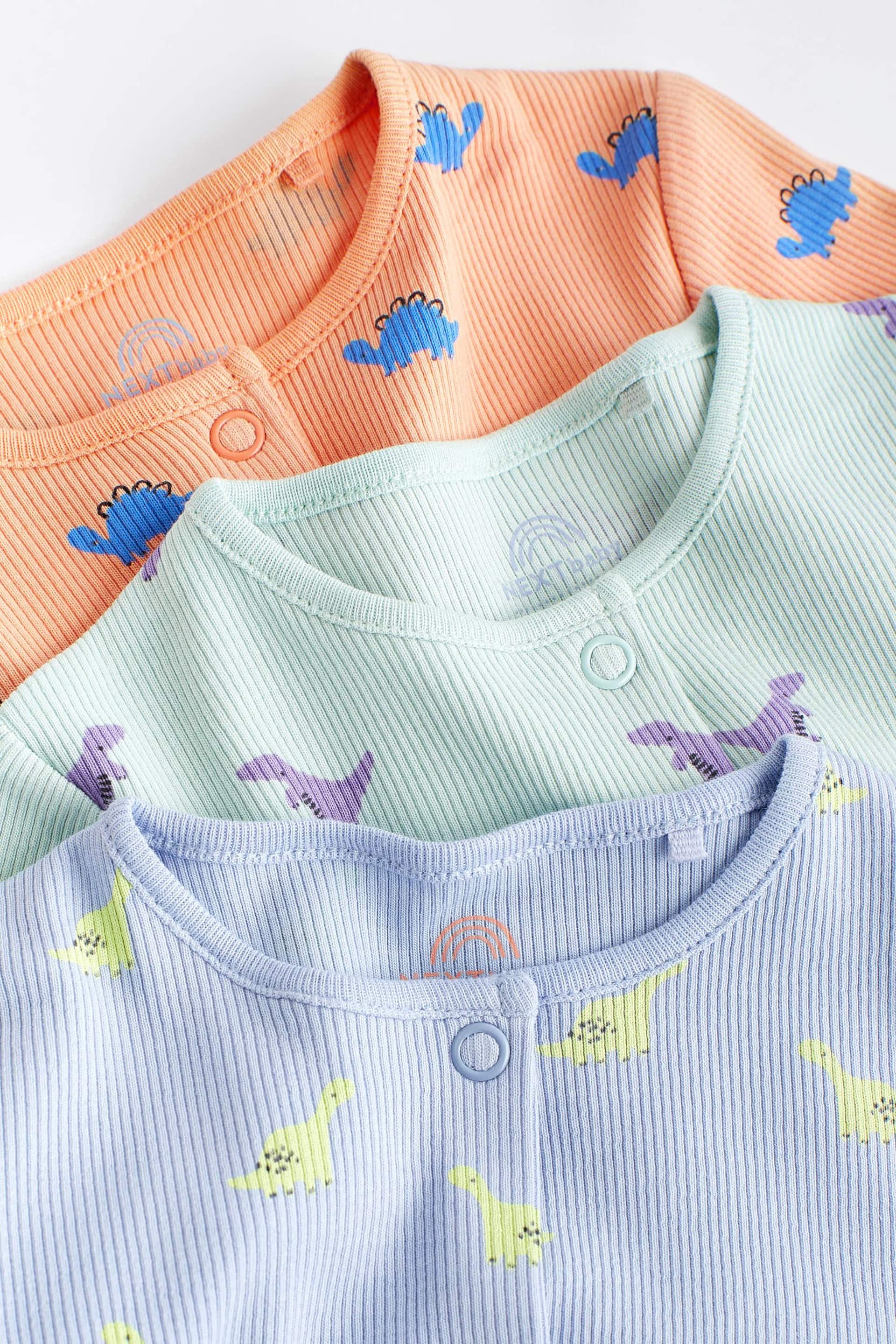 Bright Miniprint Dino Footless Baby Sleepsuit 3 Pack (0mths-3yrs) - Image 8 of 13