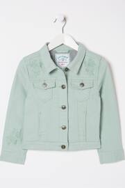 FatFace Green Embroidered Denim Jacket - Image 5 of 5