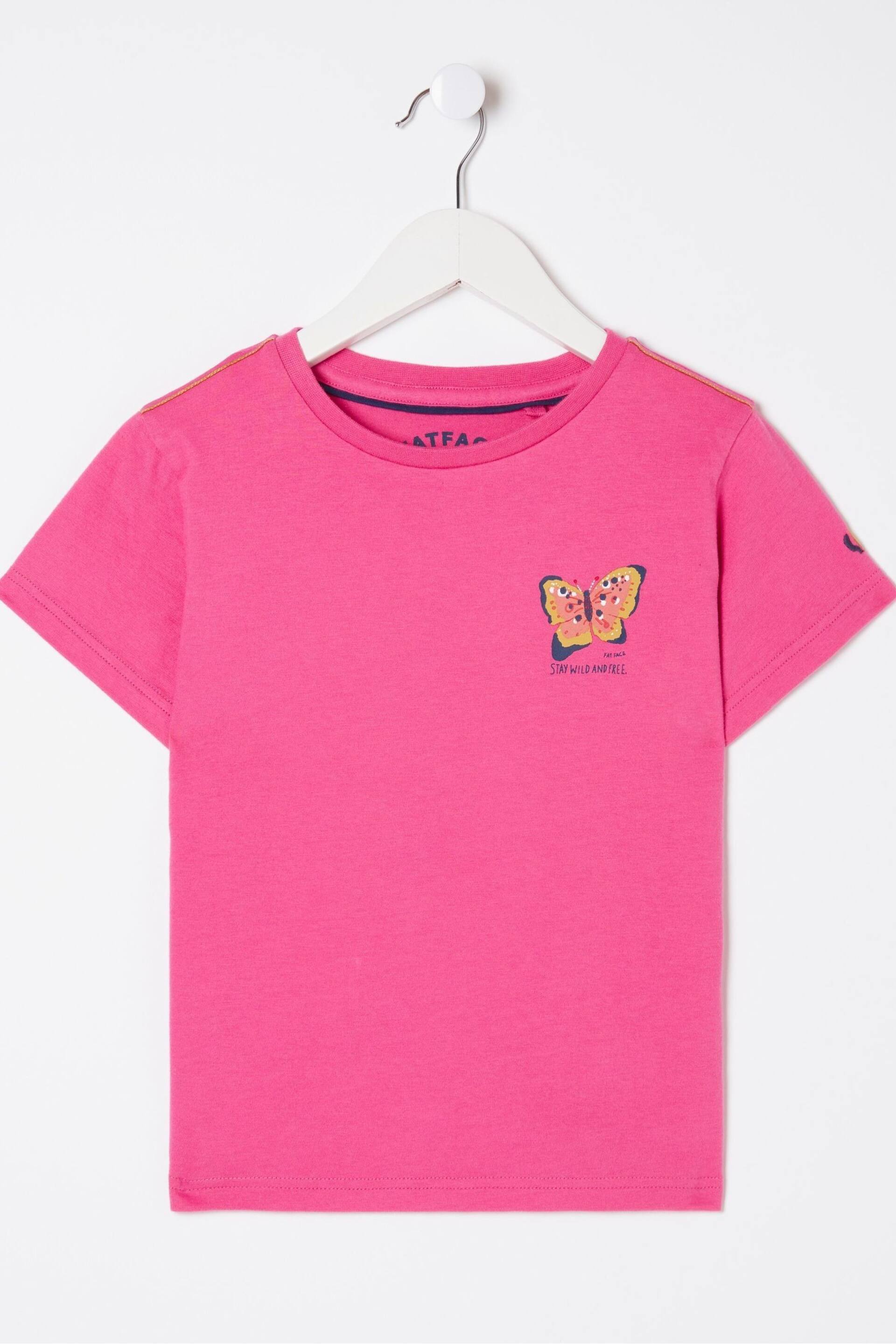 FatFace Pink Butterfly Fact T-Shirt - Image 1 of 6