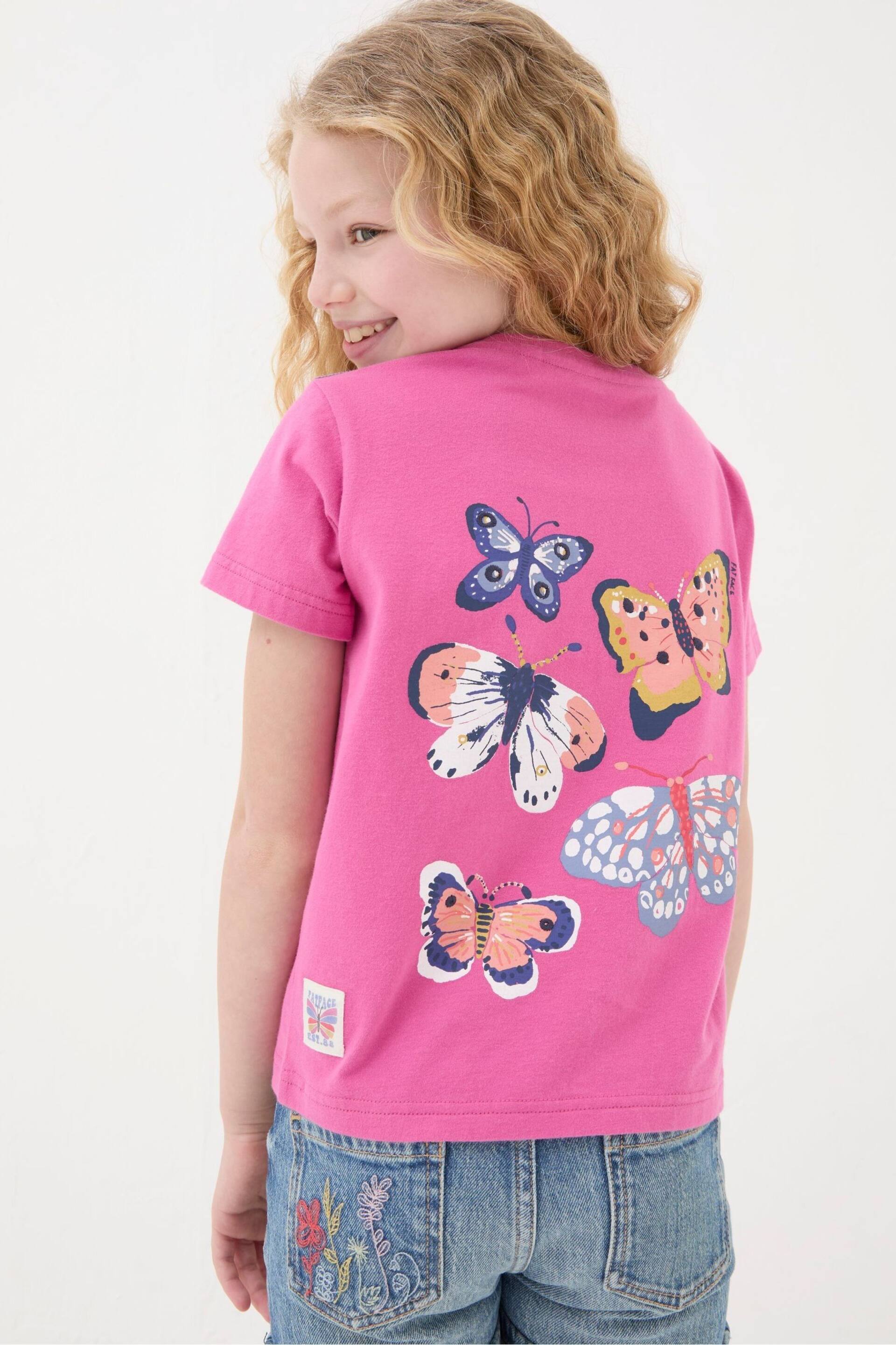 FatFace Pink Butterfly Fact T-Shirt - Image 3 of 6