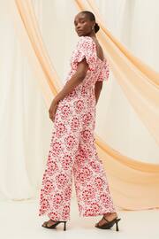 FatFace Red/White Rose Floral Tile Jumpsuit - Image 3 of 8