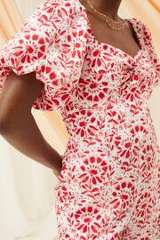 FatFace Red/White Rose Floral Tile Jumpsuit - Image 6 of 8