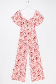 FatFace Red/White Rose Floral Tile Jumpsuit - Image 8 of 8