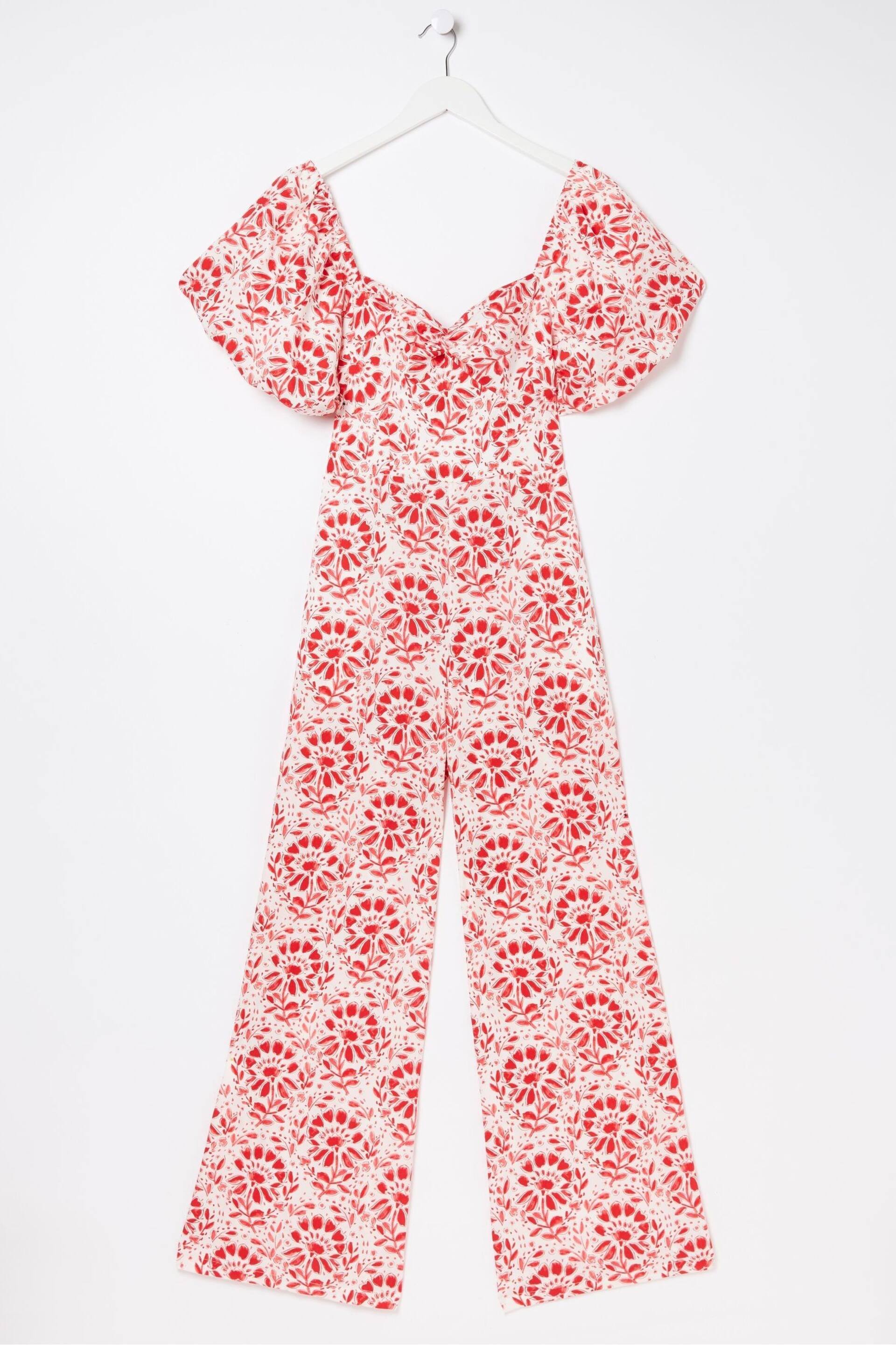 FatFace Red/White Rose Floral Tile Jumpsuit - Image 8 of 8