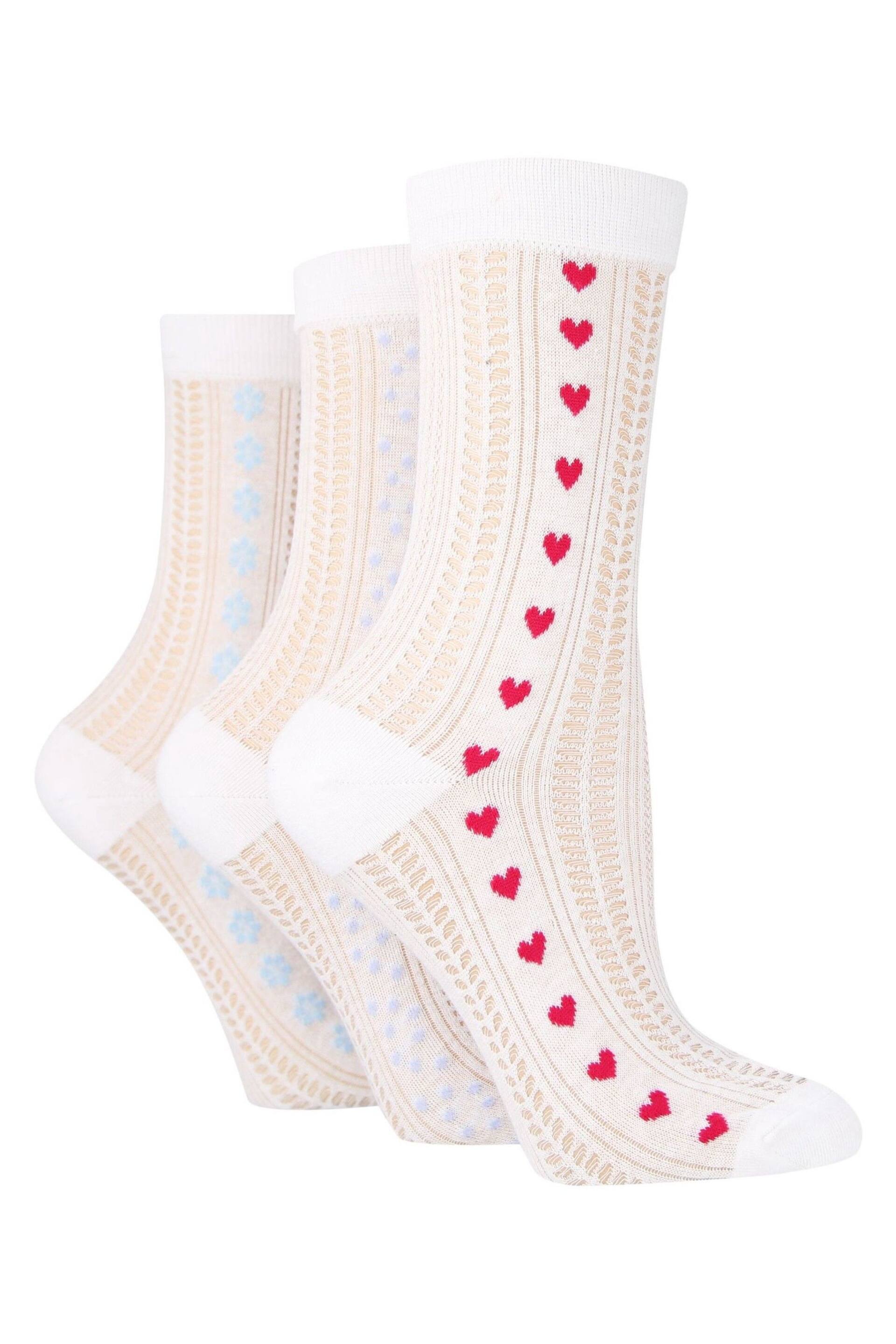 Wild Feet White Cropped Fancy Ankle Socks 3 Pack - Image 1 of 4