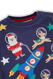 JoJo Maman Bébé Navy Christmas Space Scene Appliqué Sweatshirt - Image 2 of 2