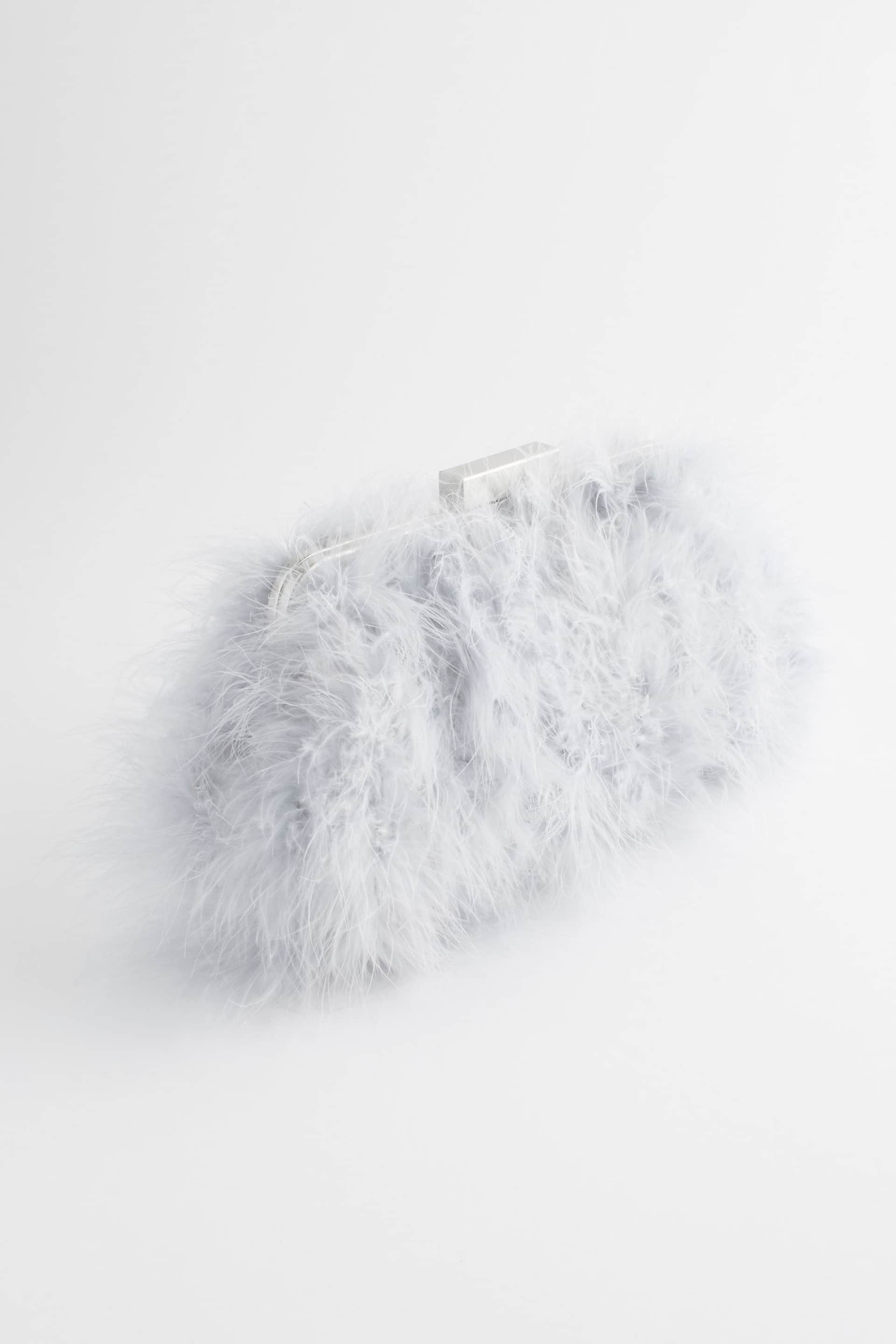 Grey Feather Clutch Bag - Image 5 of 9