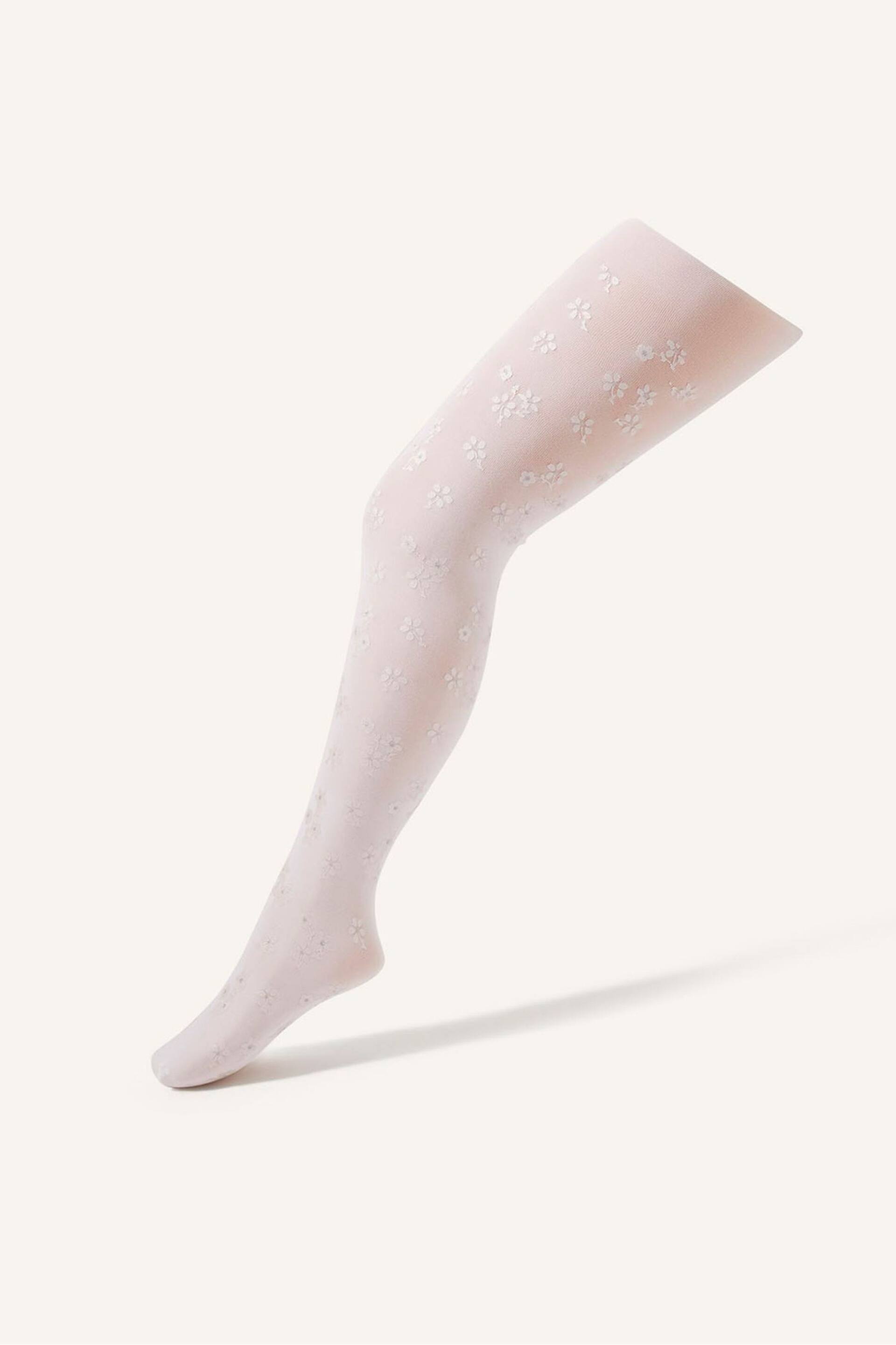 Monsoon Pink Floral Print Tights - Image 1 of 3