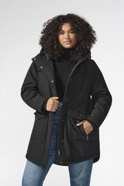 ONLY Curve Black Technical Parka Coat With Faux Fur Lining - Image 1 of 6