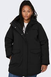 ONLY Curve Black Technical Parka Coat With Faux Fur Lining - Image 3 of 6