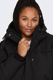 ONLY Curve Black Technical Parka Coat With Faux Fur Lining - Image 5 of 6