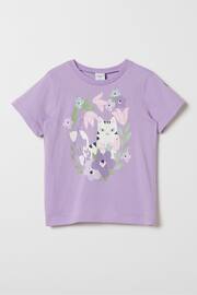 Polarn O Pyret Pink Organic Cotton Unicorn Print T-Shirt - Image 1 of 3