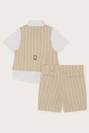 Monsoon Natural Cooper Stripe Smart Shirt Waistcoat and Shorts Set - Image 2 of 3