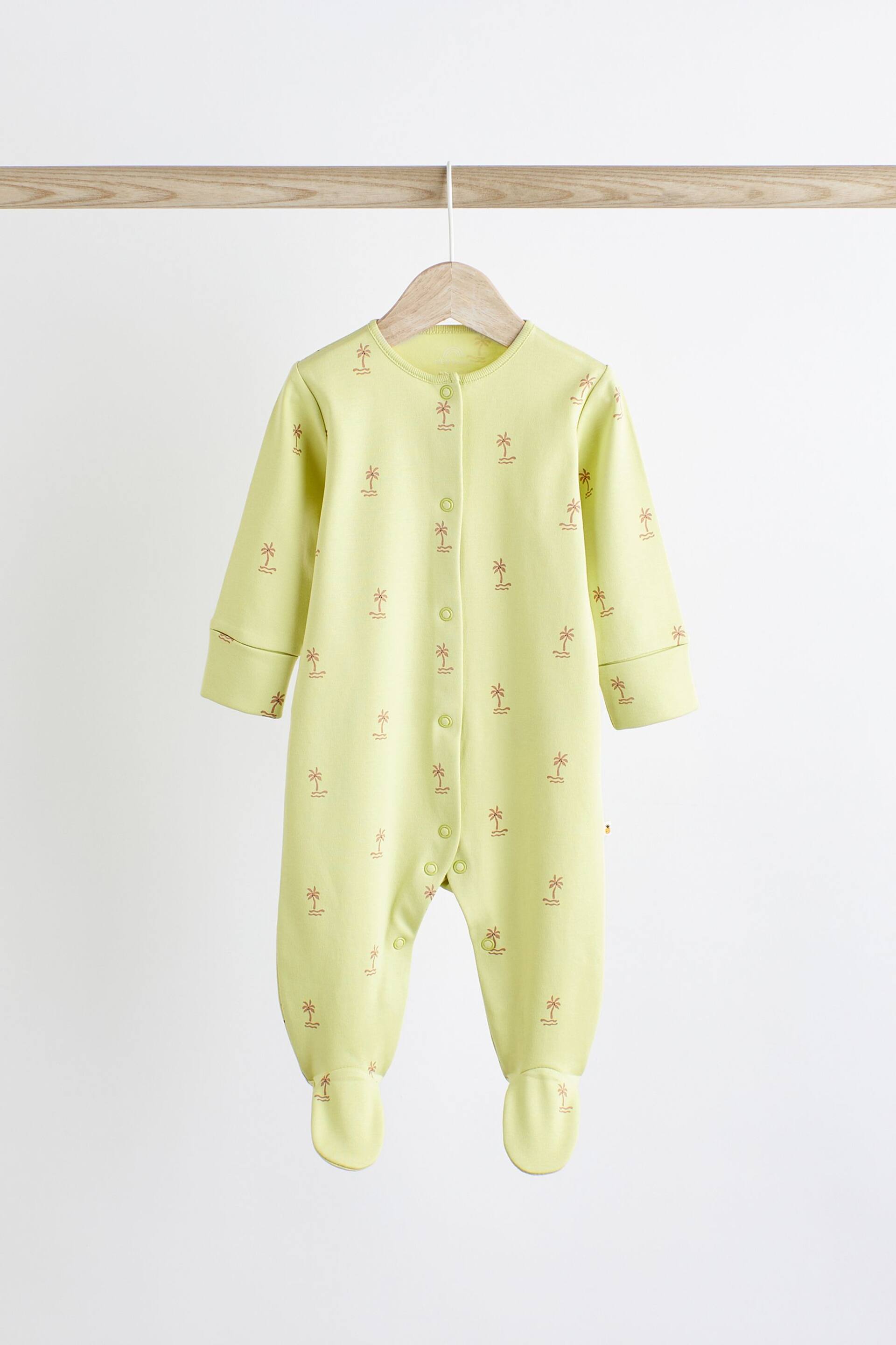 Bright Palm Print Baby Cotton Sleepsuits 5 Pack (0-2yrs) - Image 4 of 13
