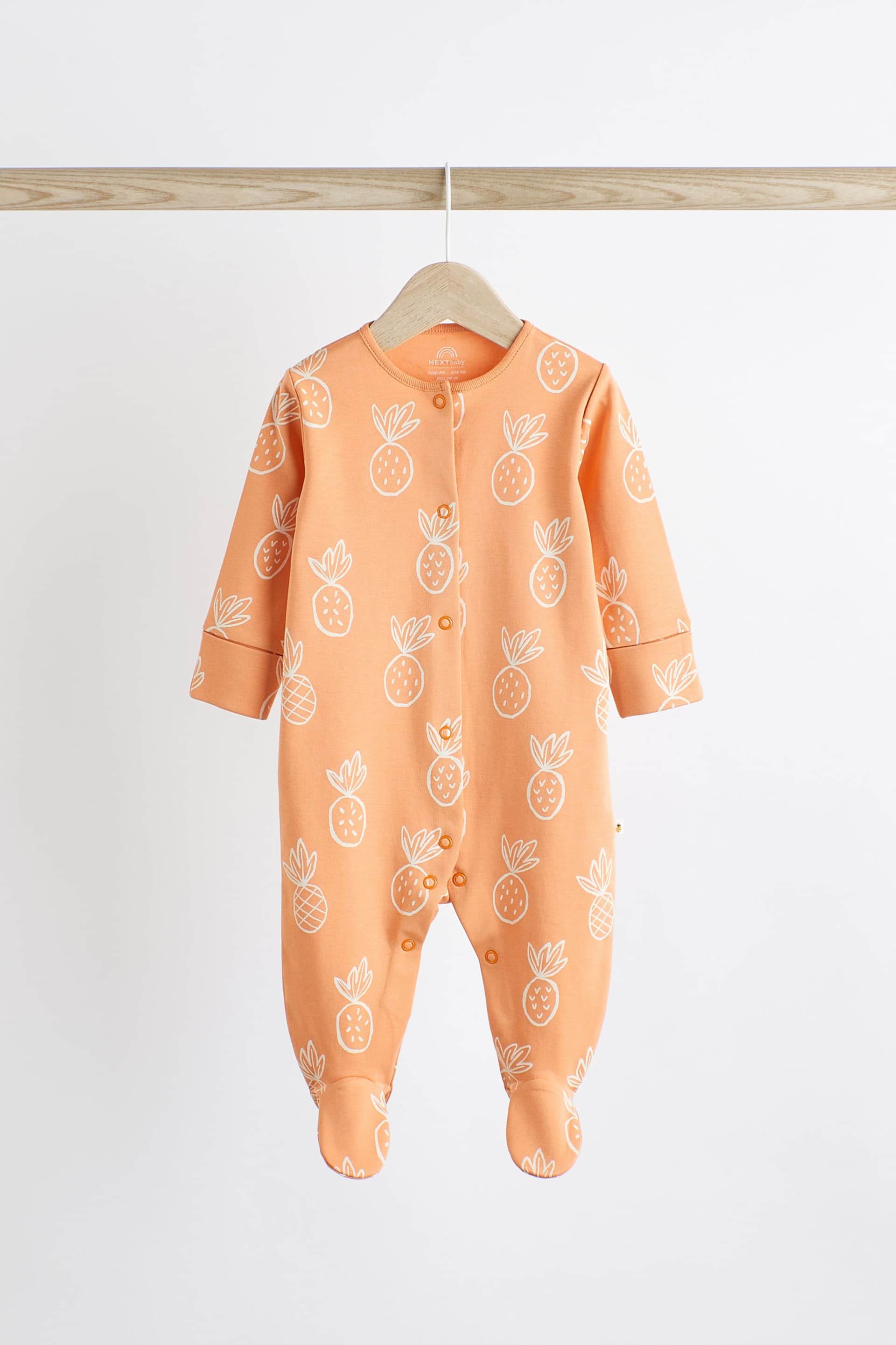 Bright Palm Print Baby Cotton Sleepsuits 5 Pack (0-2yrs) - Image 6 of 13