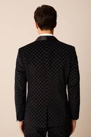 Black Slim Jacquard Tuxedo Suit Jacket - Image 3 of 10