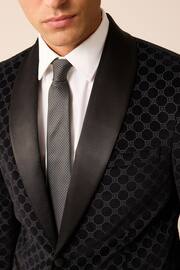 Black Slim Jacquard Tuxedo Suit Jacket - Image 4 of 10