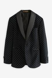 Black Slim Jacquard Tuxedo Suit Jacket - Image 5 of 10