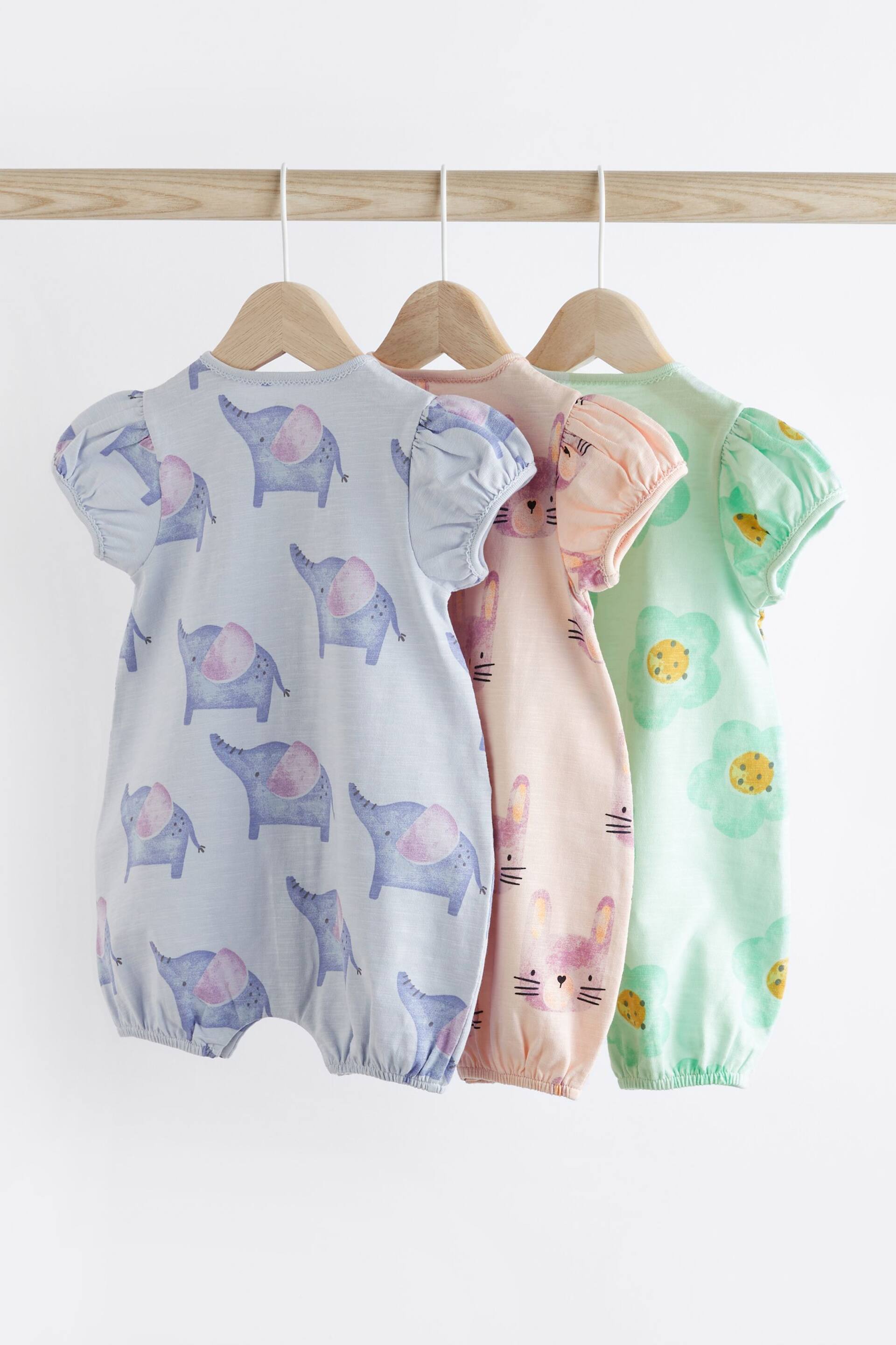 Pink/Blue character Baby Rompers 3 Pack - Image 5 of 9