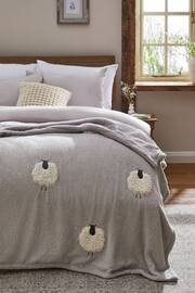 Grey Knitted Sheep Appliqué Throw - Image 1 of 5