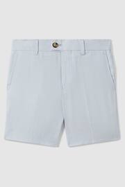 Reiss Soft Blue Kin Senior Slim Fit Linen Adjustable Shorts - Image 2 of 4