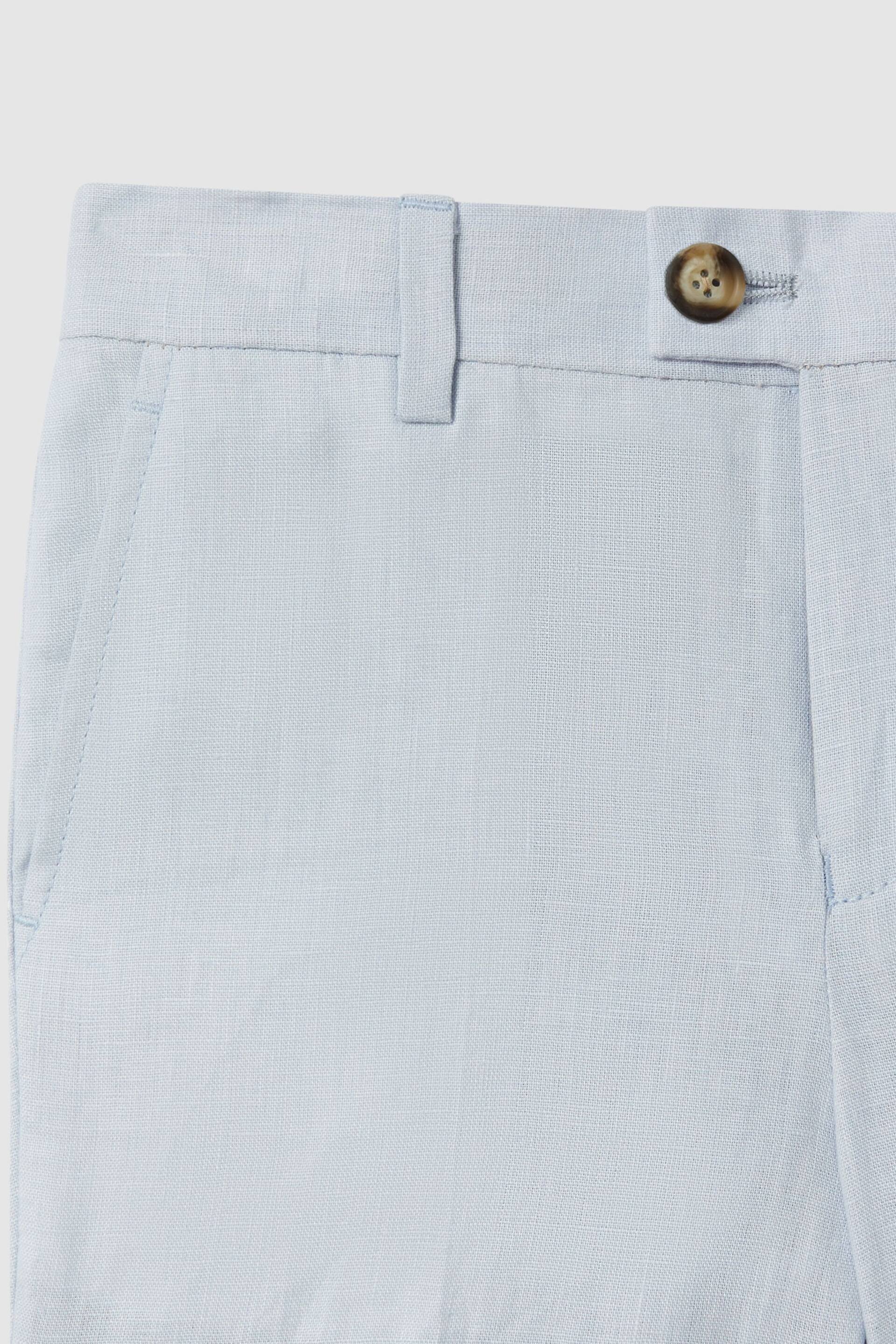 Reiss Soft Blue Kin Senior Slim Fit Linen Adjustable Shorts - Image 4 of 4